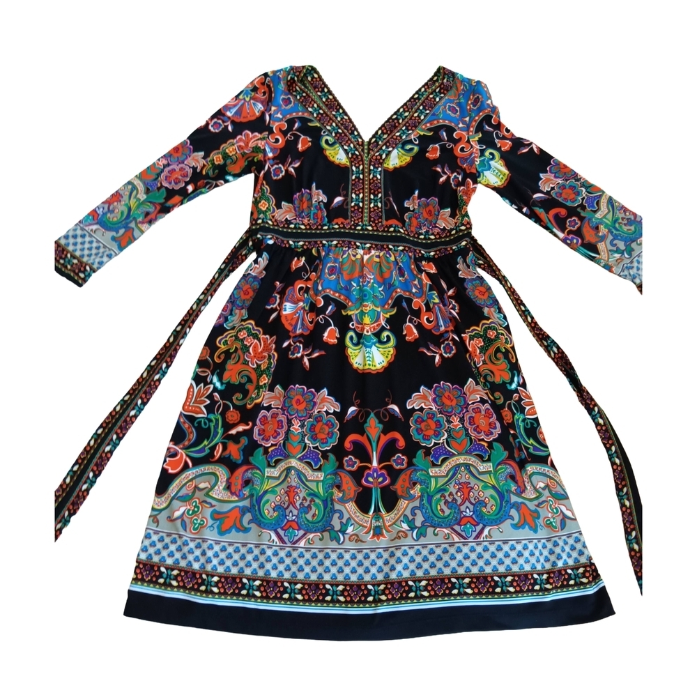 Bohemian Floral Long Sleeve Dress Sz M